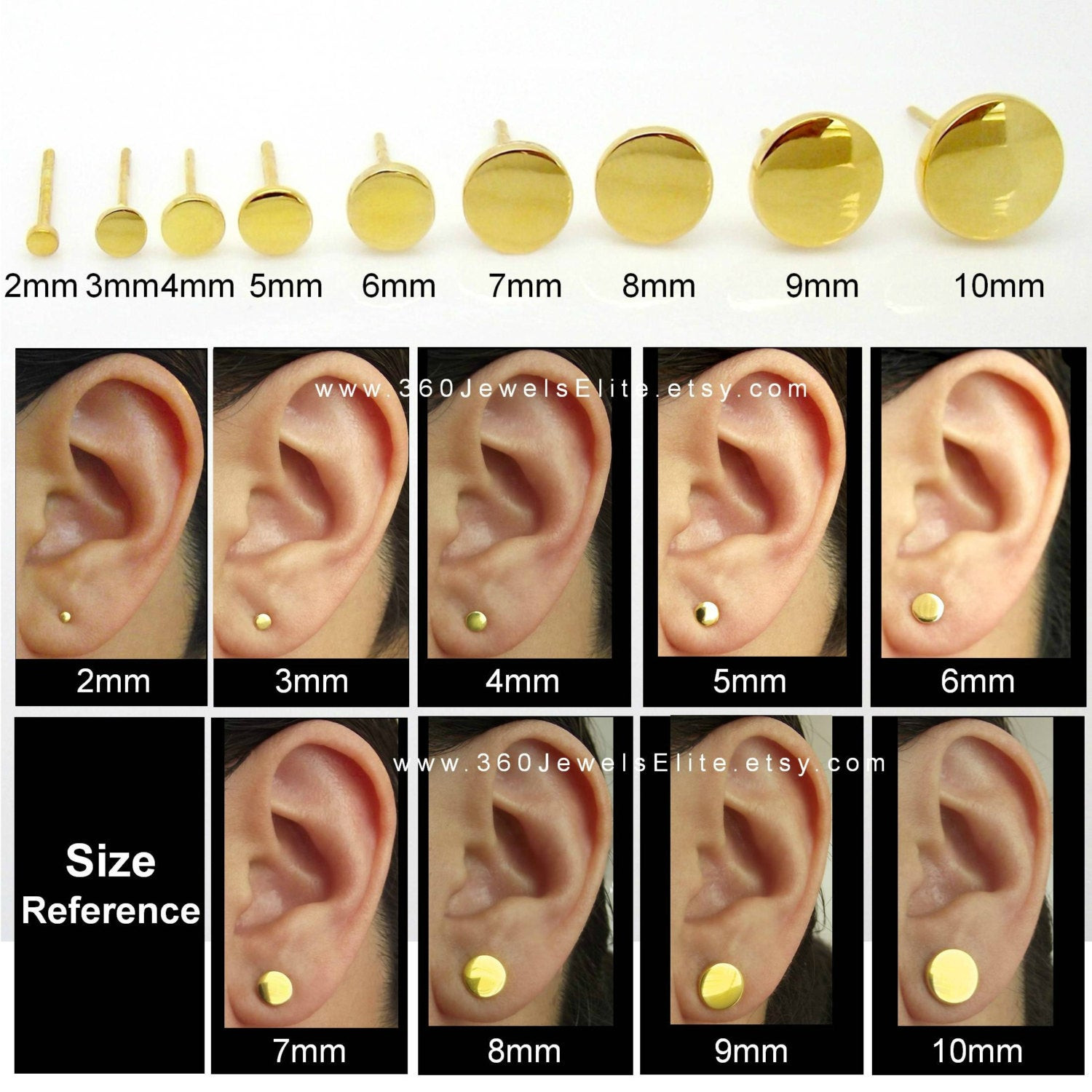 Earring Size Chart
 Men s stud earrings daybreak stud earrings flat disc