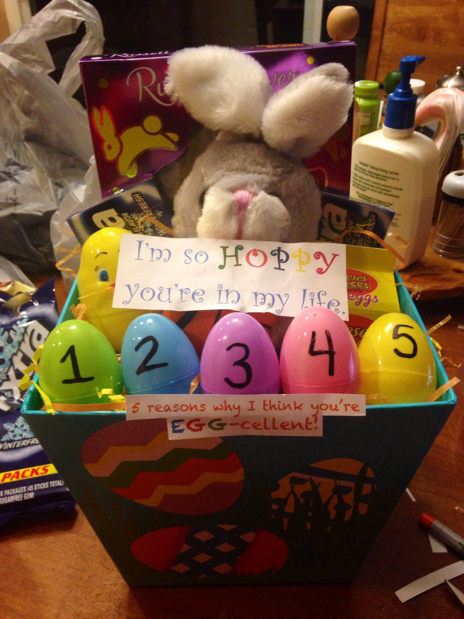 Easter Basket Ideas For Boyfriend
 Easter Basket for girlfriend boyfriend "I m so HOPPY you