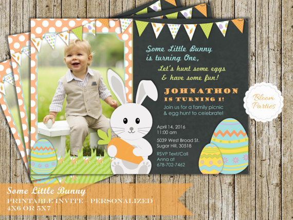 Easter Birthday Party Ideas For Boys
 Bunny Birthday Invitation Some Bunny Easter 1st Birthday