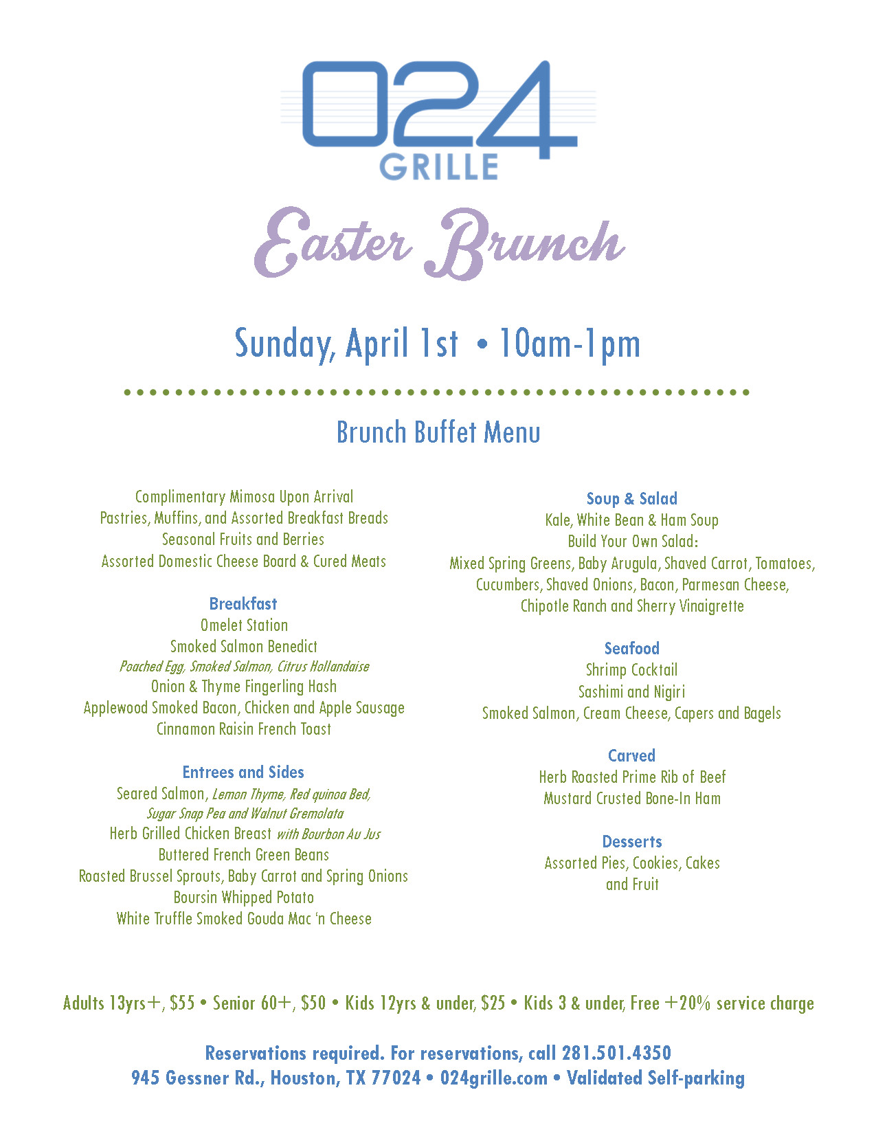 Easter Dinner Buffalo Ny
 024 Grille at Memorial City easter brunch buffet menu 2018