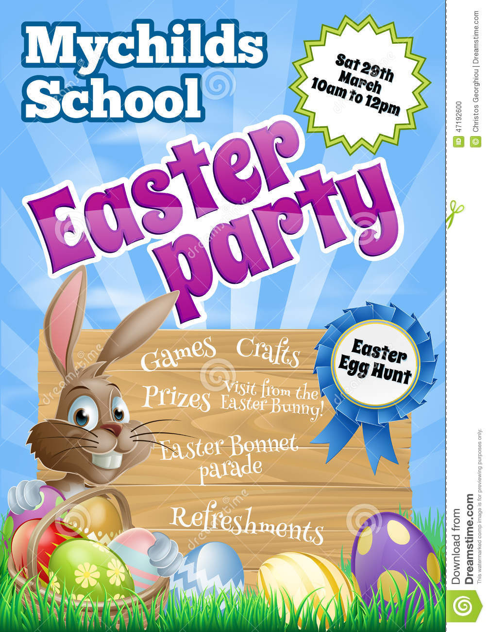 Easter School Party Ideas
 Easter Party Flier Stock Illustration Image