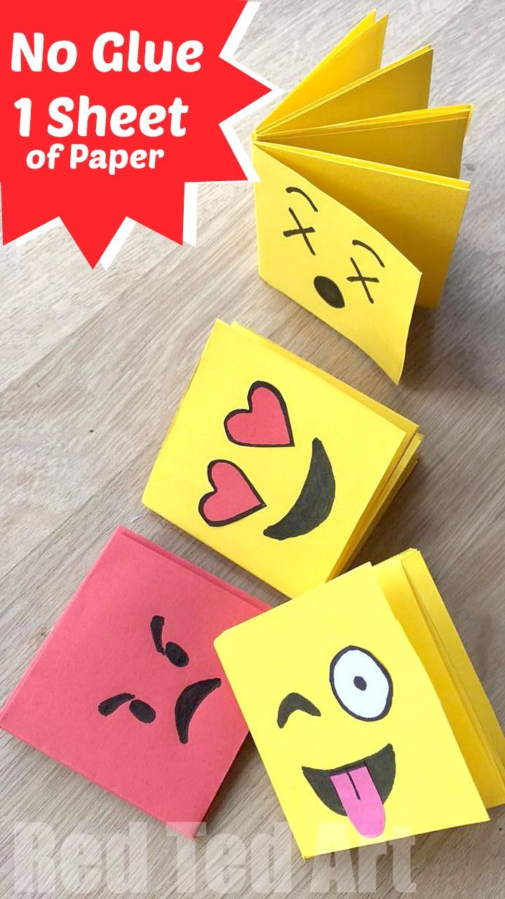 Easy DIY Projects For Kids
 Emoji Mini Notebook DIY e Sheet of Paper