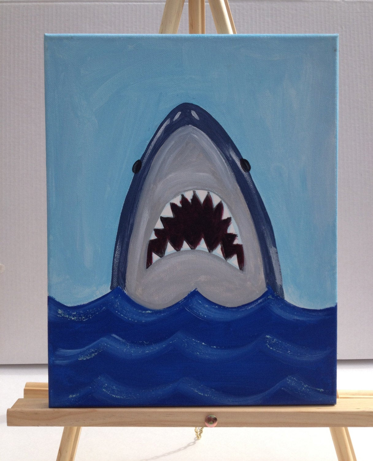 Easy Things For Kids To Paint
 Shark Painting Beach Art Art for kids by TheGildedPolkaDot