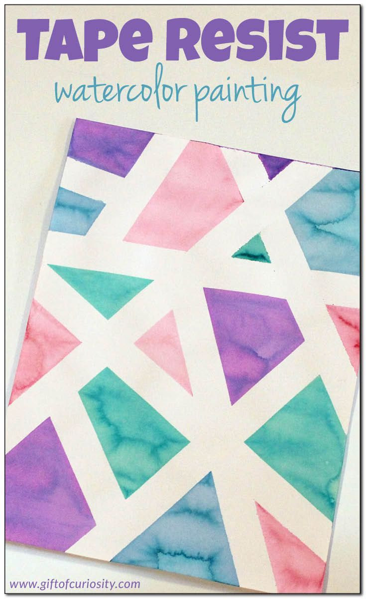 Easy Things For Kids To Paint
 Tape resist watercolor painting