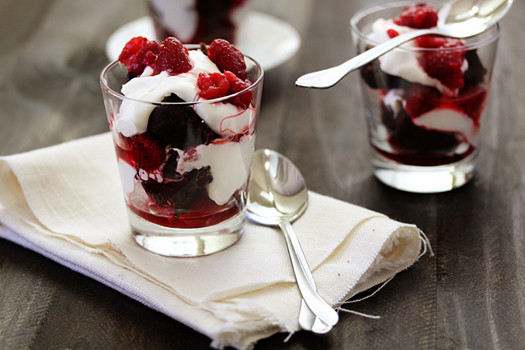 Easy Valentines Desserts
 Raspberry Brownie Parfait