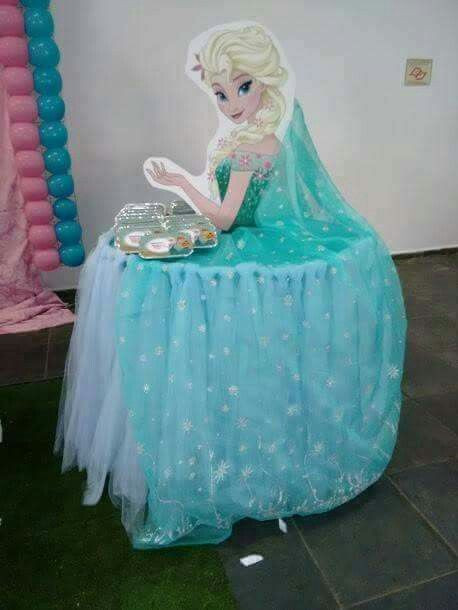 Elsa Birthday Decorations
 Disney Princess cupcake table Elsa Frozen