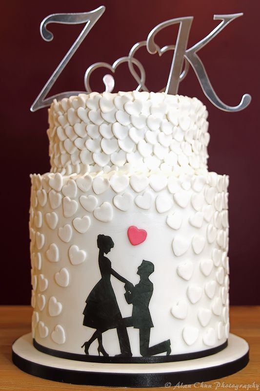 Engagement Party Cakes Ideas
 3 Tier Silhouette & Heart Engagement Cake …