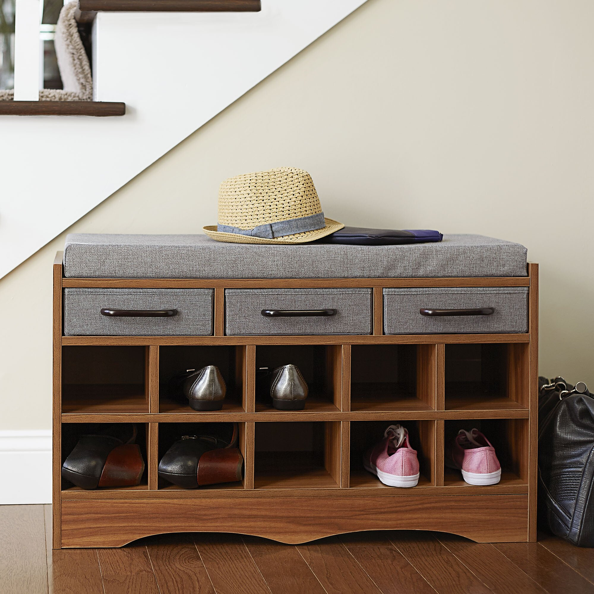 Entry Benches Shoe Storage
 Household Essentials Entryway Shoe Storage Bench & Reviews