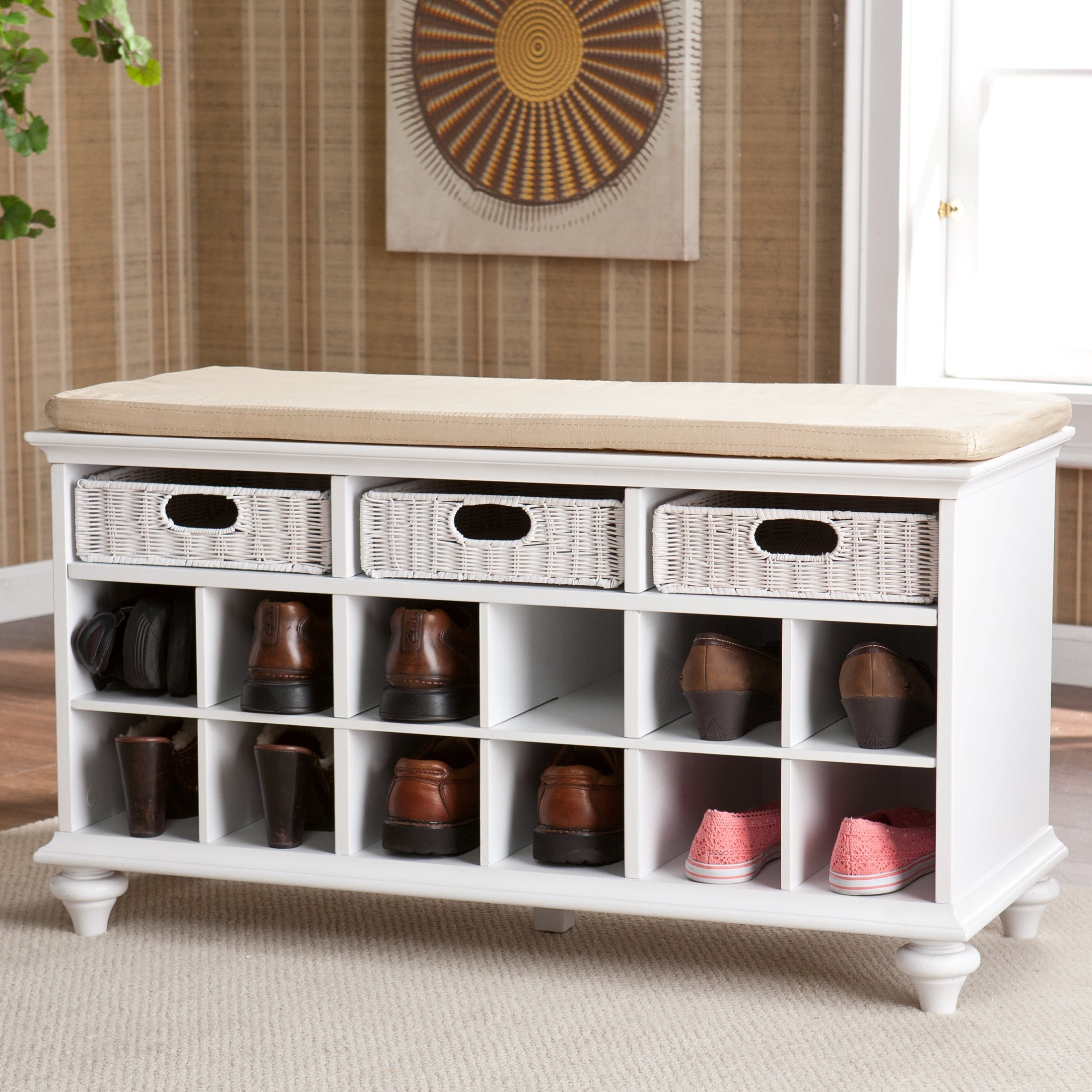 Entry Benches Shoe Storage
 Shop Harper Blvd Kelly White Entryway Bench with Shoe