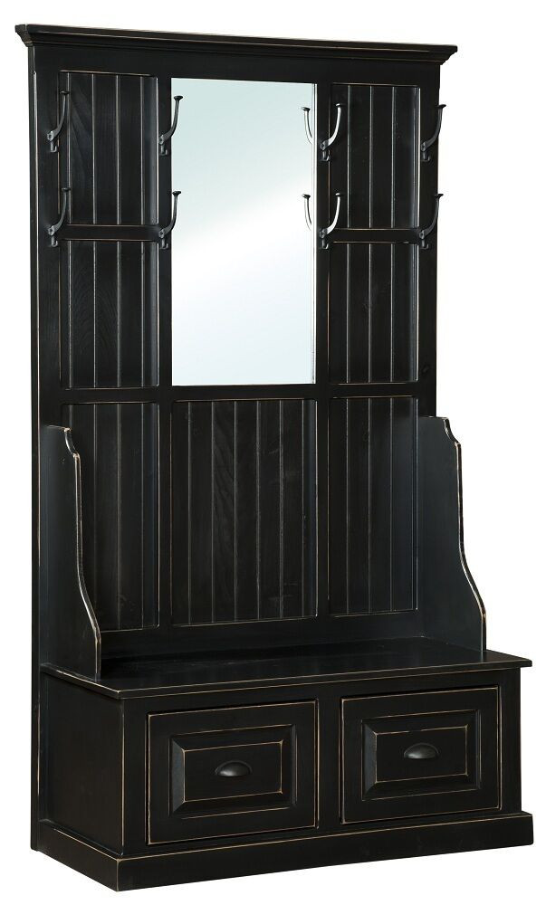 Entry Hall Tree Storage Bench
 Amish Hall Tree With Storage Bench Entryway Coat Trees
