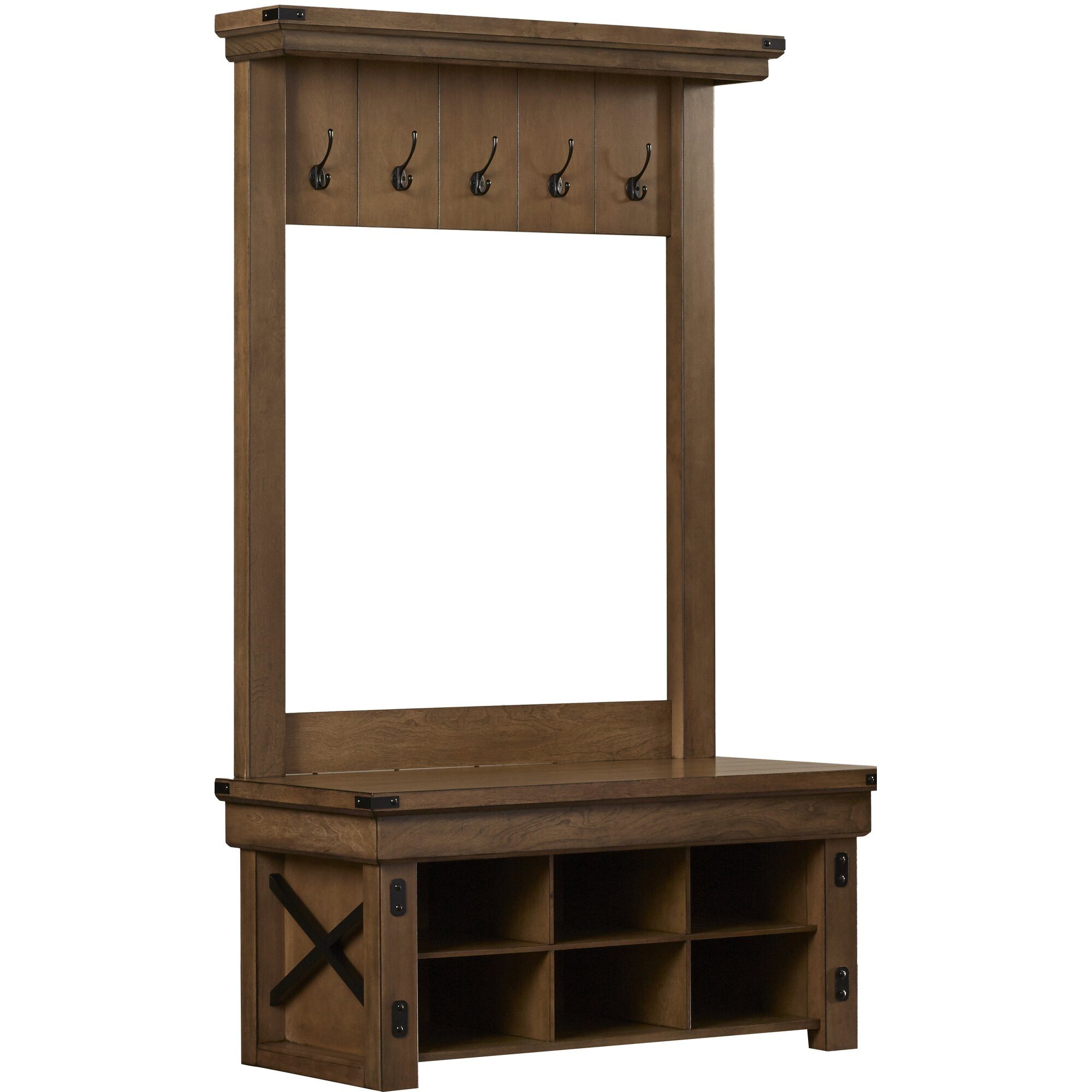 Entry Hall Tree Storage Bench
 August Grove Irwin Wood Veneer Entryway Hall Tree with