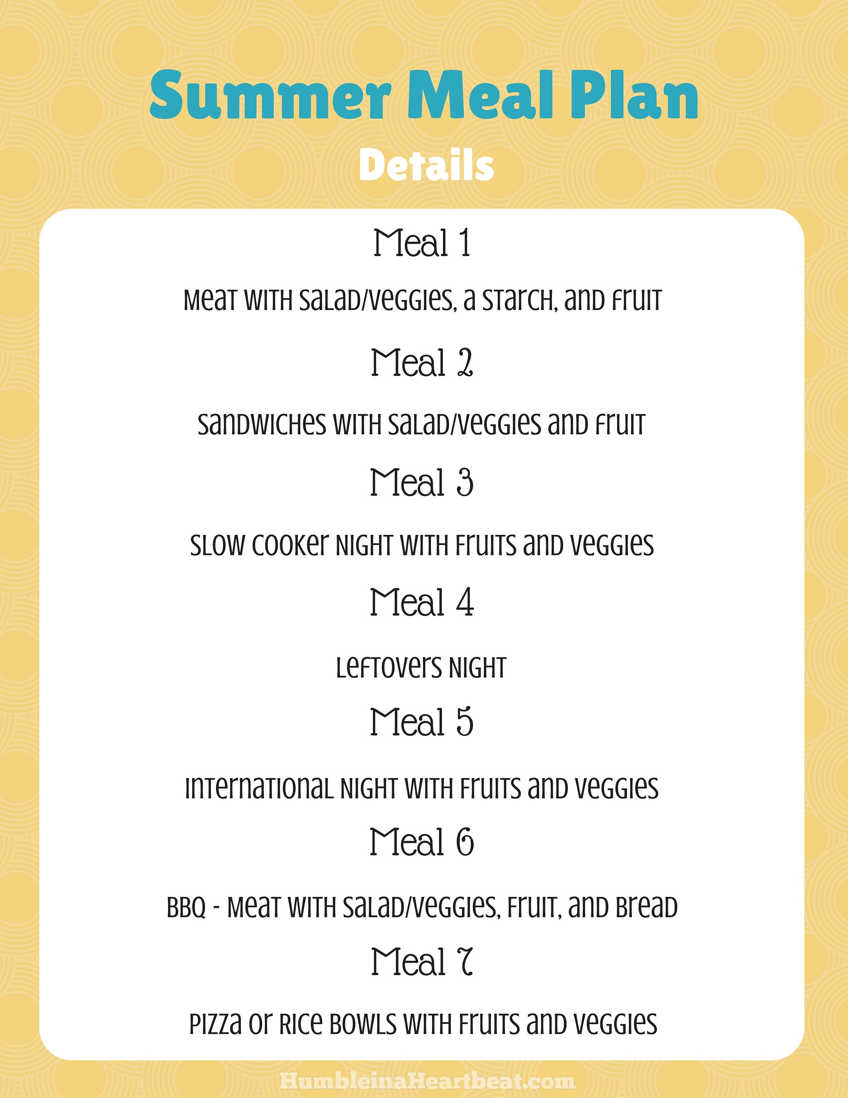 Family Dinner Menu Ideas
 Our Simple Summer Meal Plan Free Printable