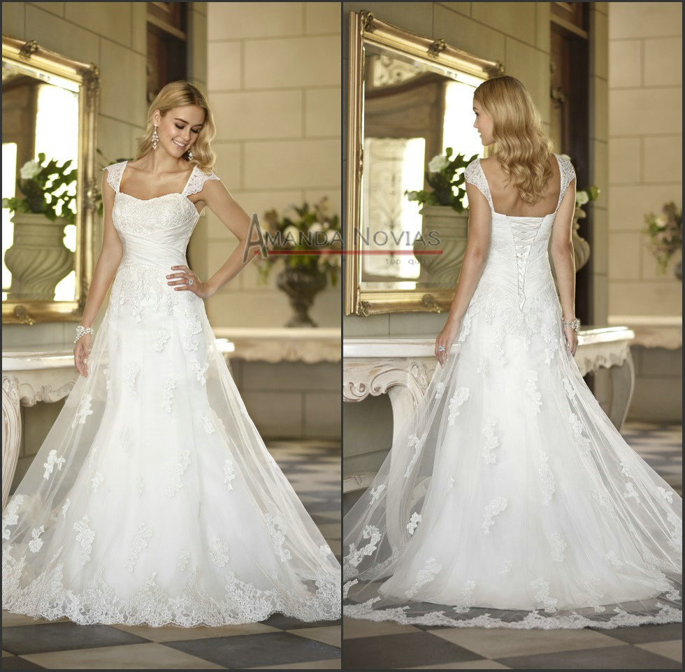 Famous Wedding Dresses
 Cap sleeve mermaid lace wedding dress famous bridal
