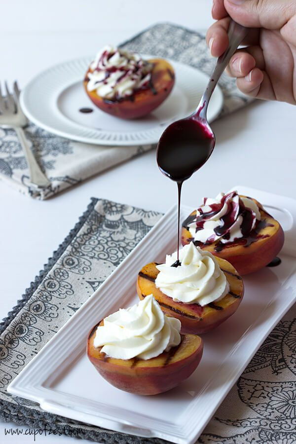 Fancy Dessert Recipes
 Grilled Peaches with Mascarpone Cream and Port Reduction