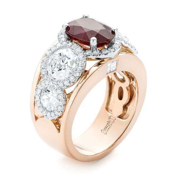 Fashion Diamond Rings
 Custom Rose Gold Ruby and Diamond Fashion Ring
