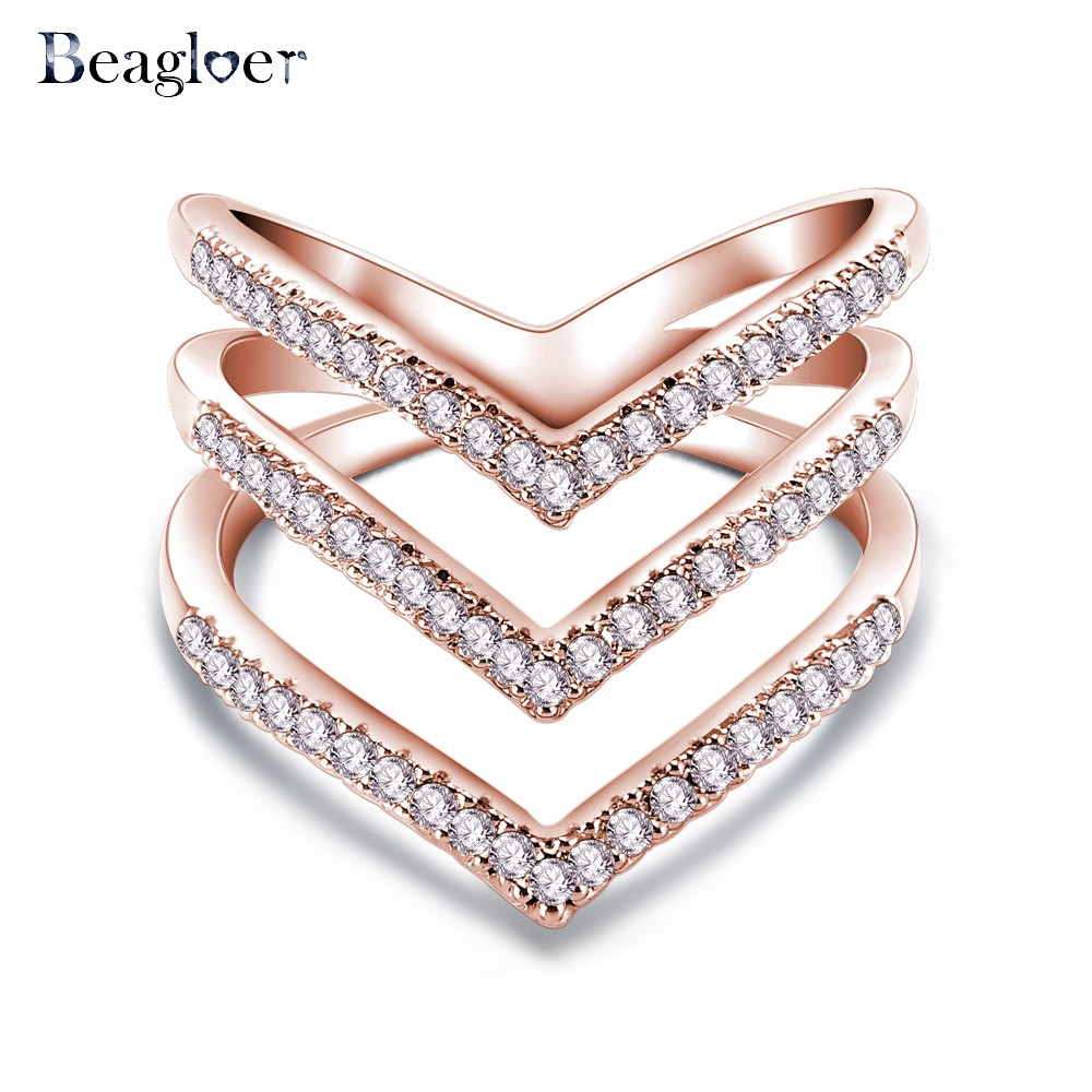 Fashion Diamond Rings
 Promotion Sale Beagloer 2017 New Fashion Ring Rose Gold