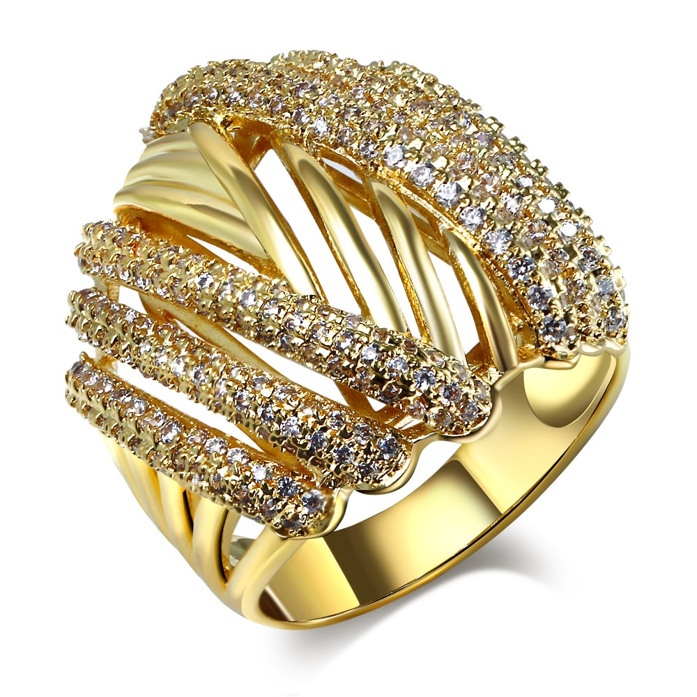 Fashion Diamond Rings
 Women Rings gold and rhodium plated with white CZ Ring