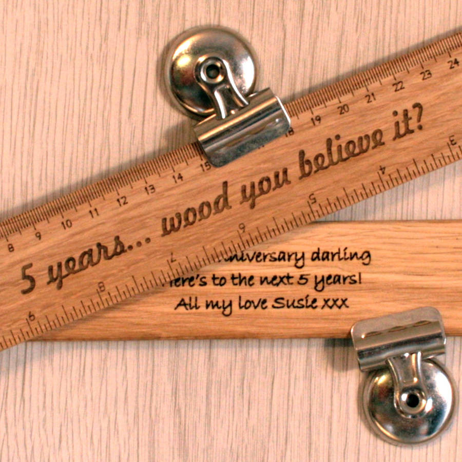 Fifth Anniversary Gift Ideas
 personalised wood 5th anniversary t ruler by cleancut