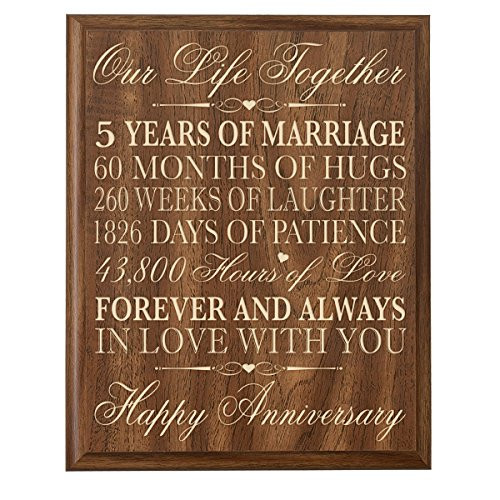 Fifth Anniversary Gift Ideas For Her
 5th Wedding Anniversary Wall Plaque Gifts for Couple 5th