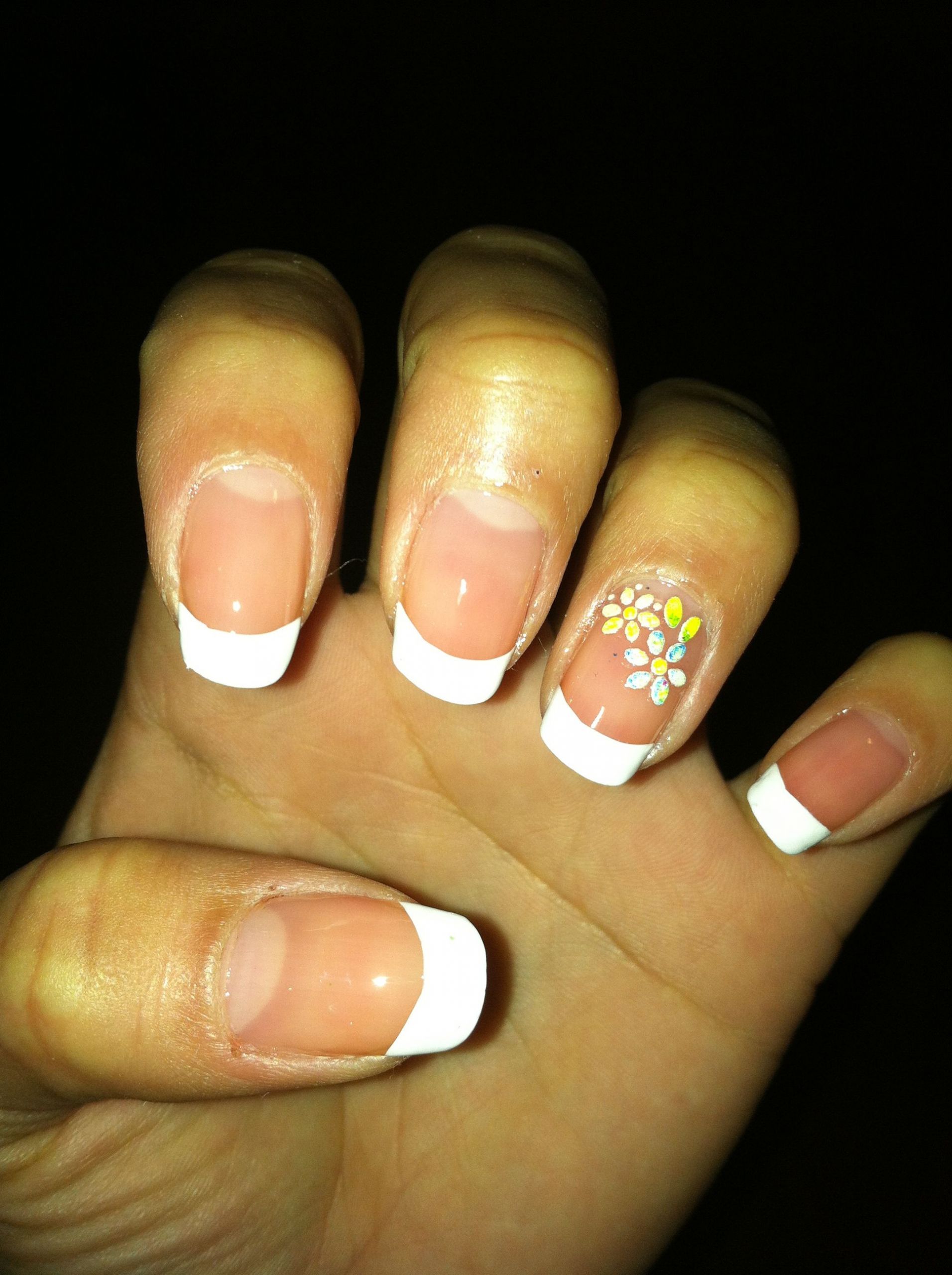 Finger Nail Styles
 French Tip With Flowers The Ring Finger