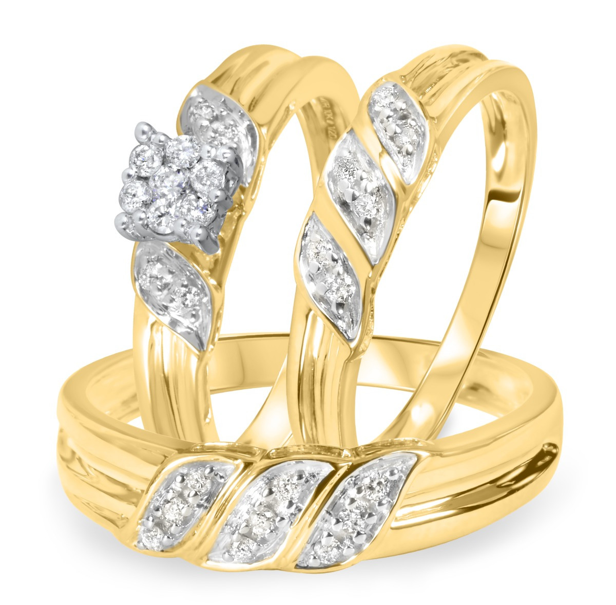 Fingerhut Wedding Rings
 14 Carat Diamond Trio Wedding Ring Set 14K Yellow Gold