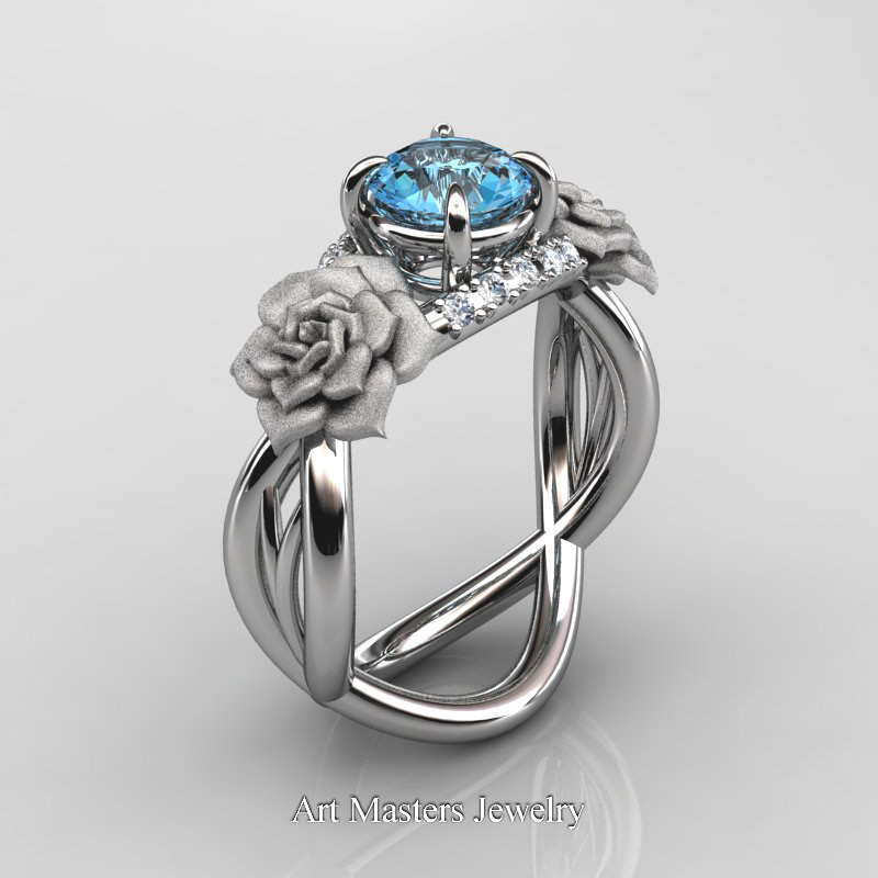 Fingerhut Wedding Rings
 Nature Inspired 14K White Gold Ct Blue Topaz Diamond
