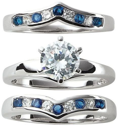 Fingerhut Wedding Rings
 Women s 3 Pc Lab Created Blue Sapphire and CZ Bridal Set