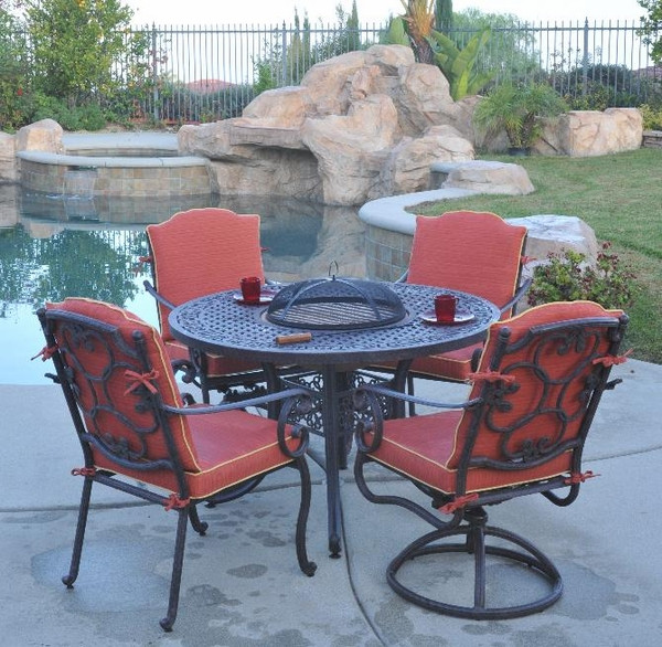 Fire Pit Dining Table Set
 Meadow Decor Athena 5 Piece Aluminum Patio Dining Set with