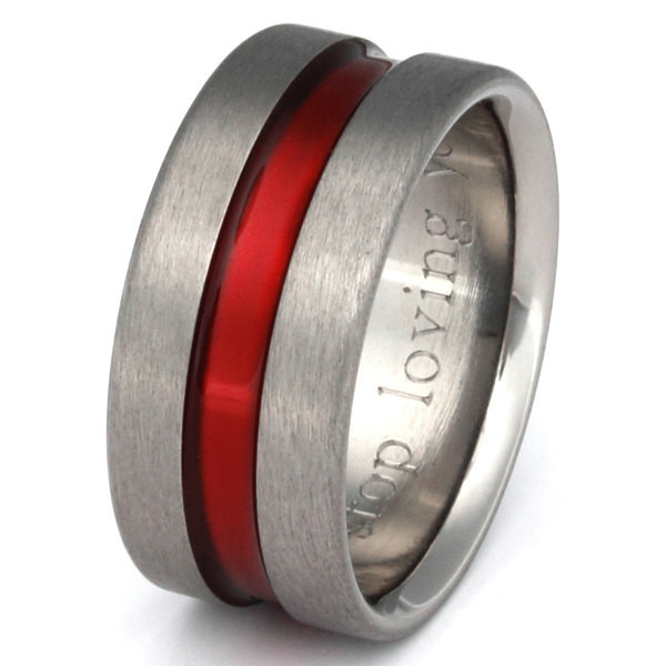 Firefighter Wedding Rings
 Firefighter s Thin Red Line Titanium Wedding Band