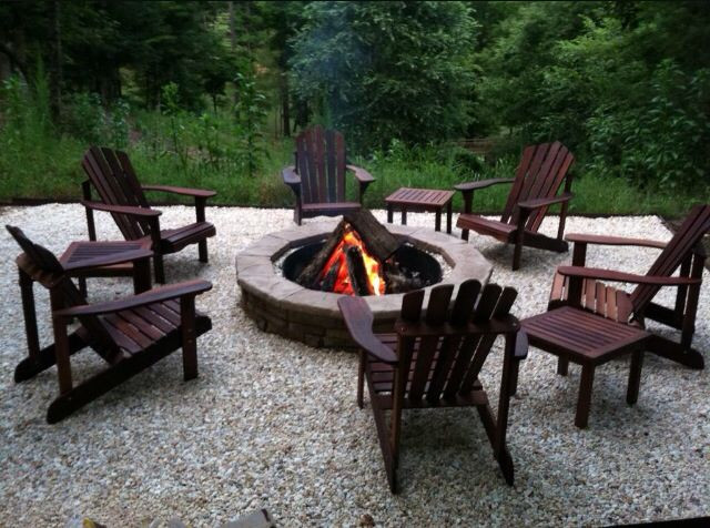 Firepit And Chairs
 Fire pit with Adirondack chairs Odena Firepit