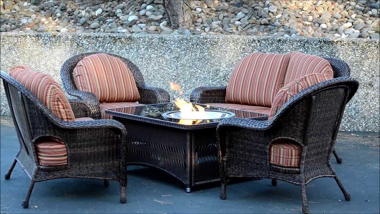 Firepit And Chairs
 Naples Fire Pit Table with Balsam Wicker Patio Furniture