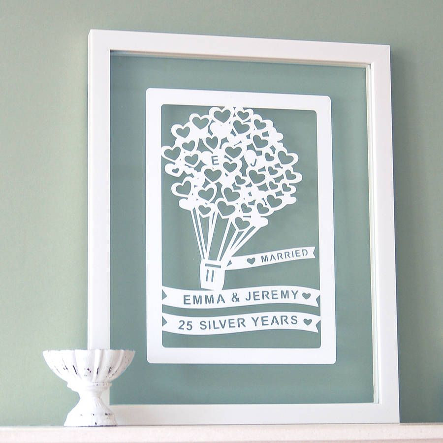 First Anniversary Paper Gift Ideas
 Personalised 1st Anniversary Paper Cut Art