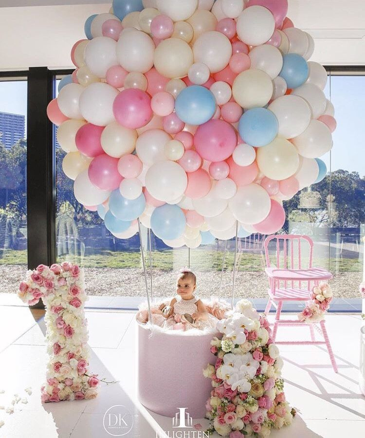 First Birthday Decorations For Girl
 Fab baby girl s first birthday Up up and away em 2019