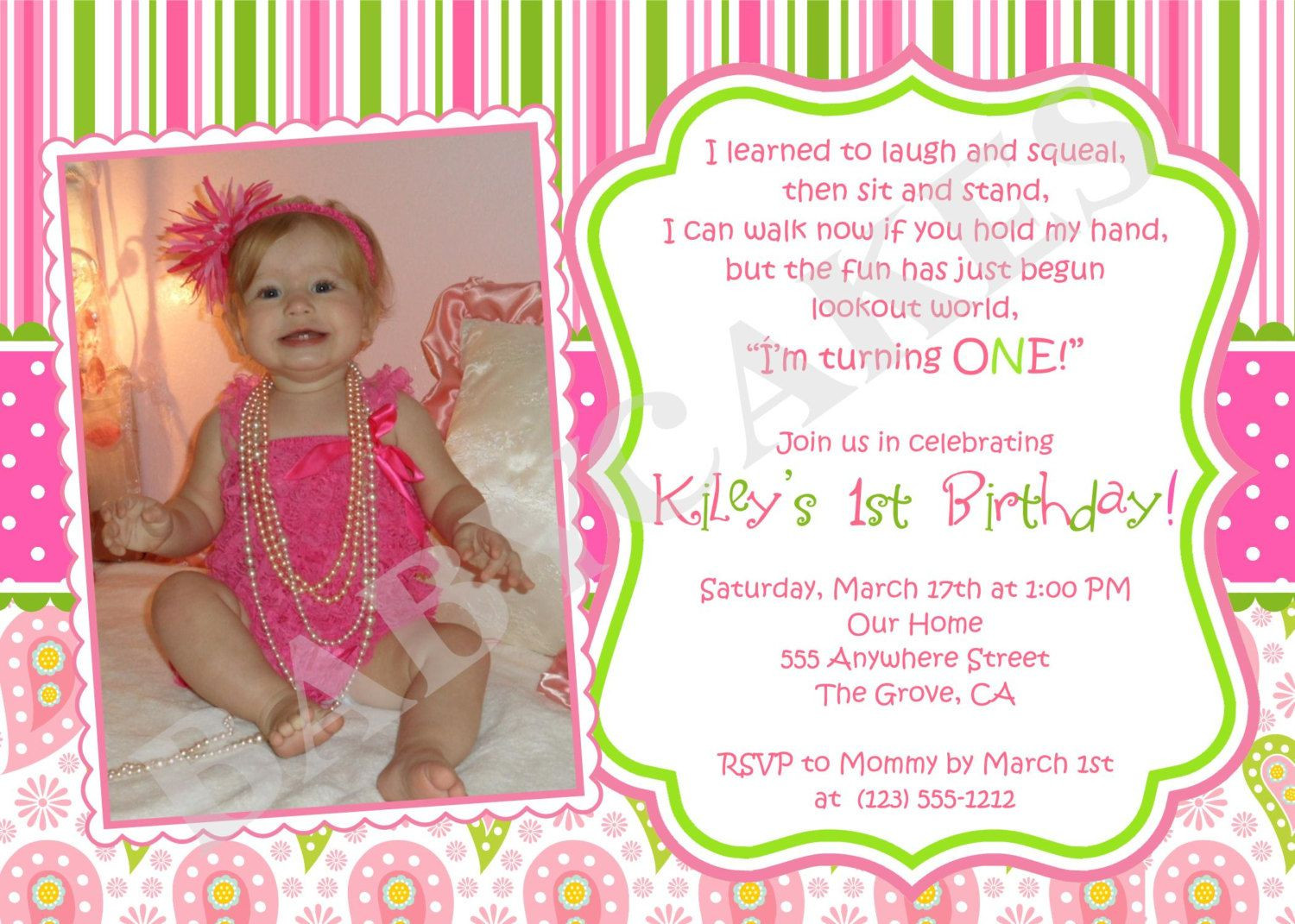 First Birthday Quotes For Invitations
 1st birthday girl themes