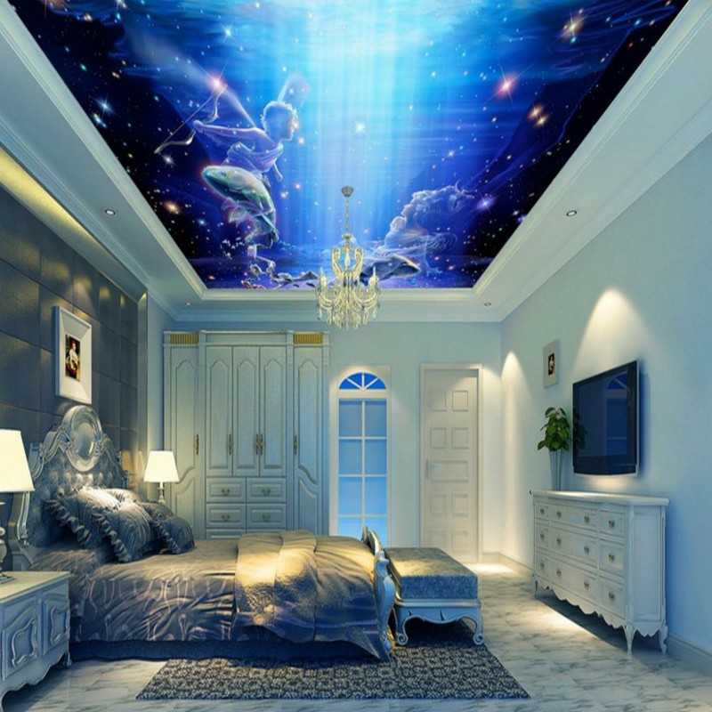 Fish Tanks For Kids Rooms
 wallpaper 3d Custom Fantasy Sky Angel Flying Fish Ceiling