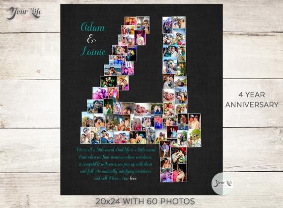 Fourth Anniversary Gift Ideas
 4 YEAR ANNIVERSARY 4th Anniversary Gift Collage 4th