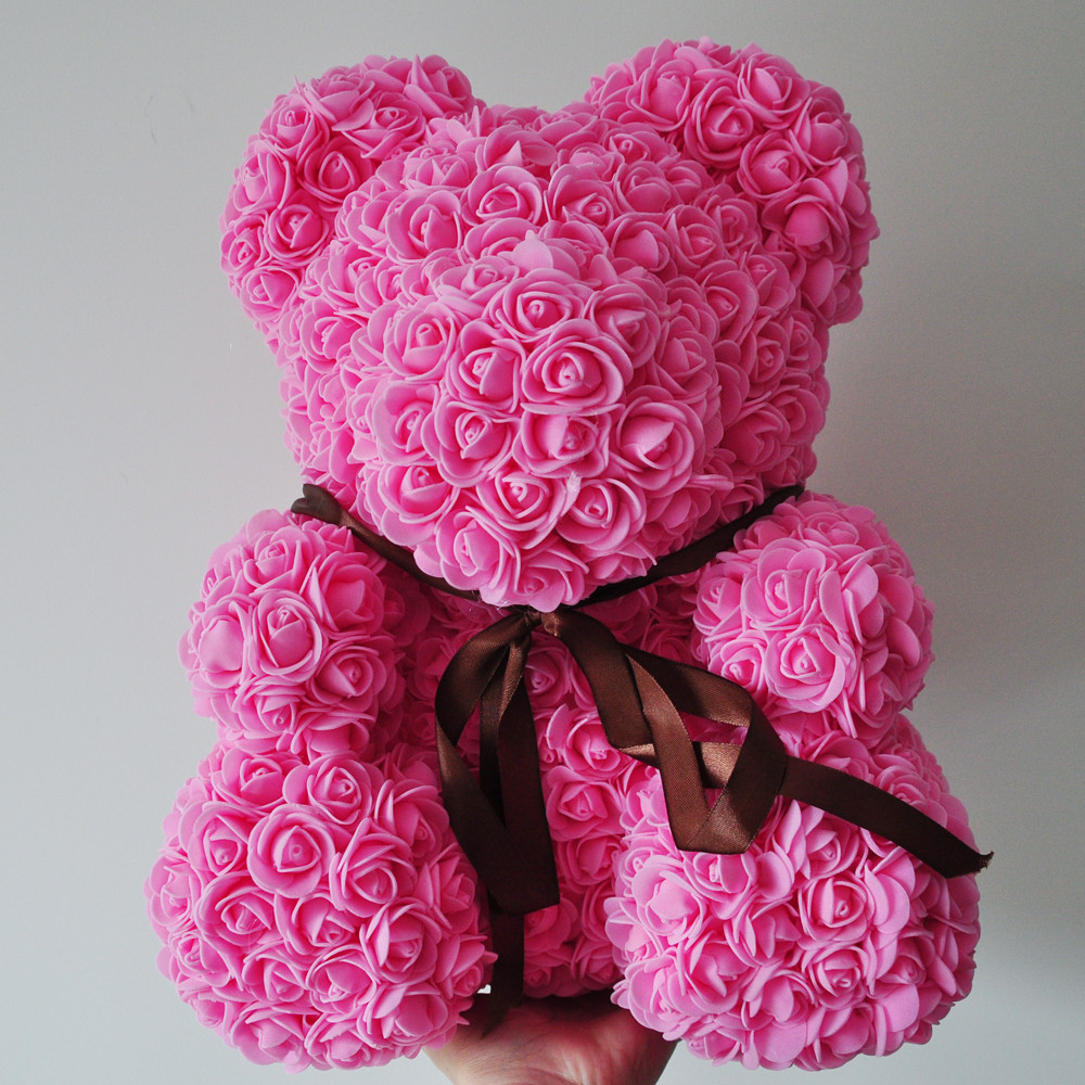 Free Gift Ideas For Girlfriend
 2018 Valentines Gift PE Dark pink Color Rose Bear Wedding