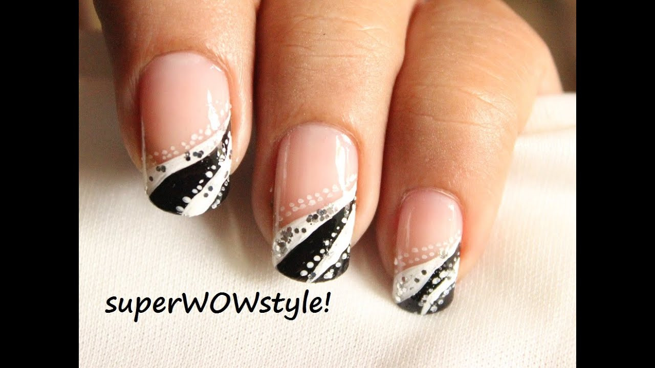 French Tip Nail Art
 French Tip Abstract Nail Designs Easy Nail Art in Black