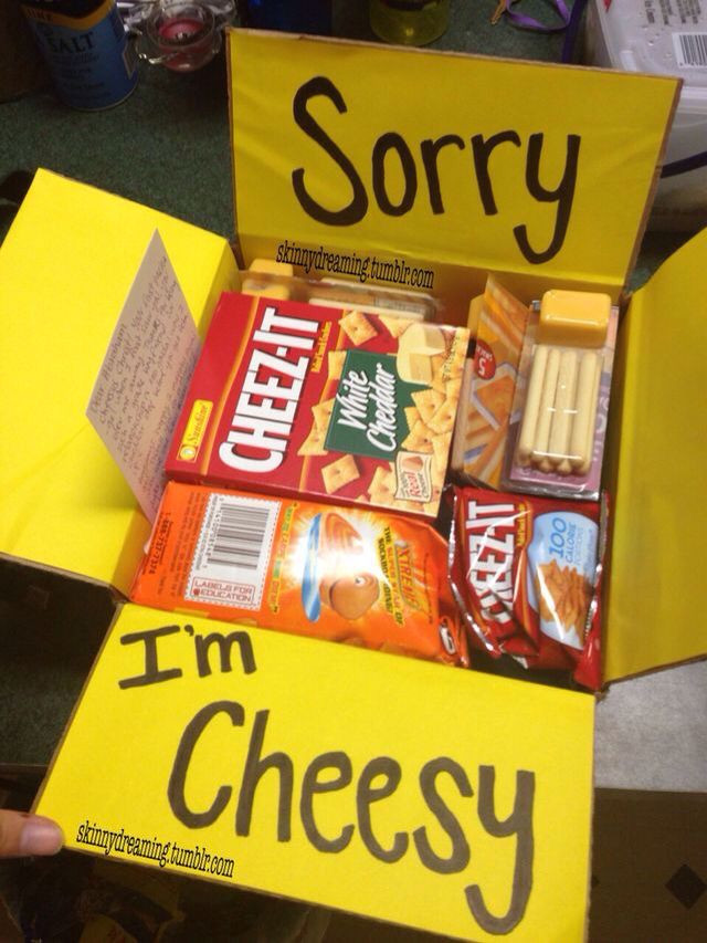 Fun Gift Ideas For Boyfriend
 Sorry I m Cheesy Care Package Fun sentimental t idea