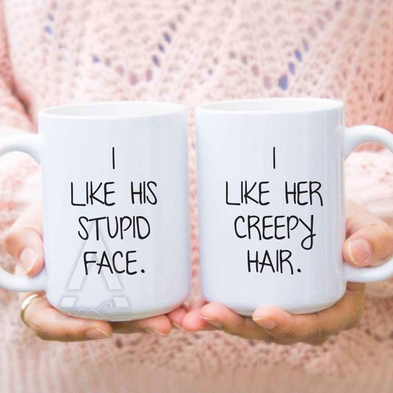 Funny Gift Ideas For Couples
 couple cups funny couple mugs I like his stupid face I