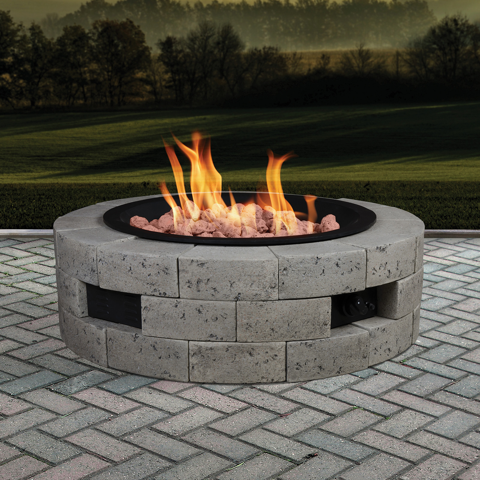 Gas Stone Fire Pit
 Grand Resort Gas Fire Pit Kit With 35x35 Insert