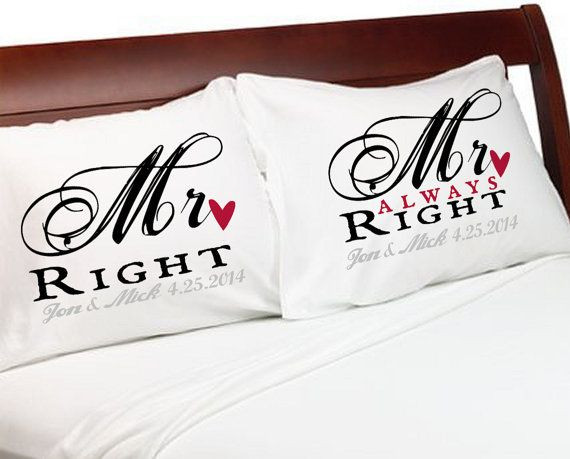 Gay Valentines Day Ideas
 MR Right & MR Always Right Gay Couple Pillowcases