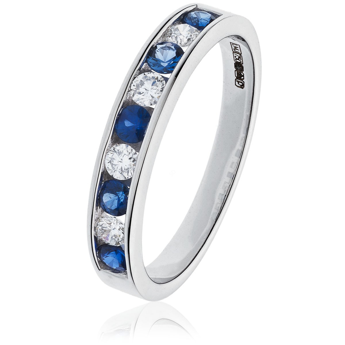 Gemstone Eternity Rings
 HRRGBS994 Blue Sapphire Gemstone & Diamond Eternity Ring
