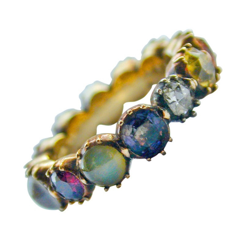 Gemstone Eternity Rings
 Colorful Antique Multi Gemstone Eternity Band at 1stdibs