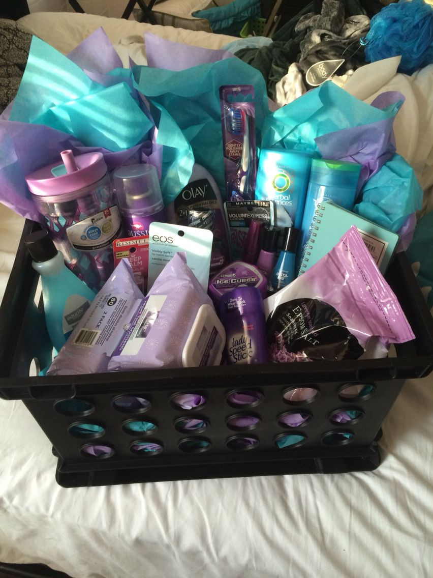 Gift Basket For Teenage Girl Ideas
 Gift basket Purple Teal Housewarming