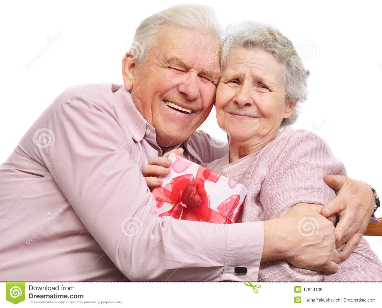 Gift Ideas For Elderly Couple
 Smiling Elderly Couple And Box With Gift Royalty Free