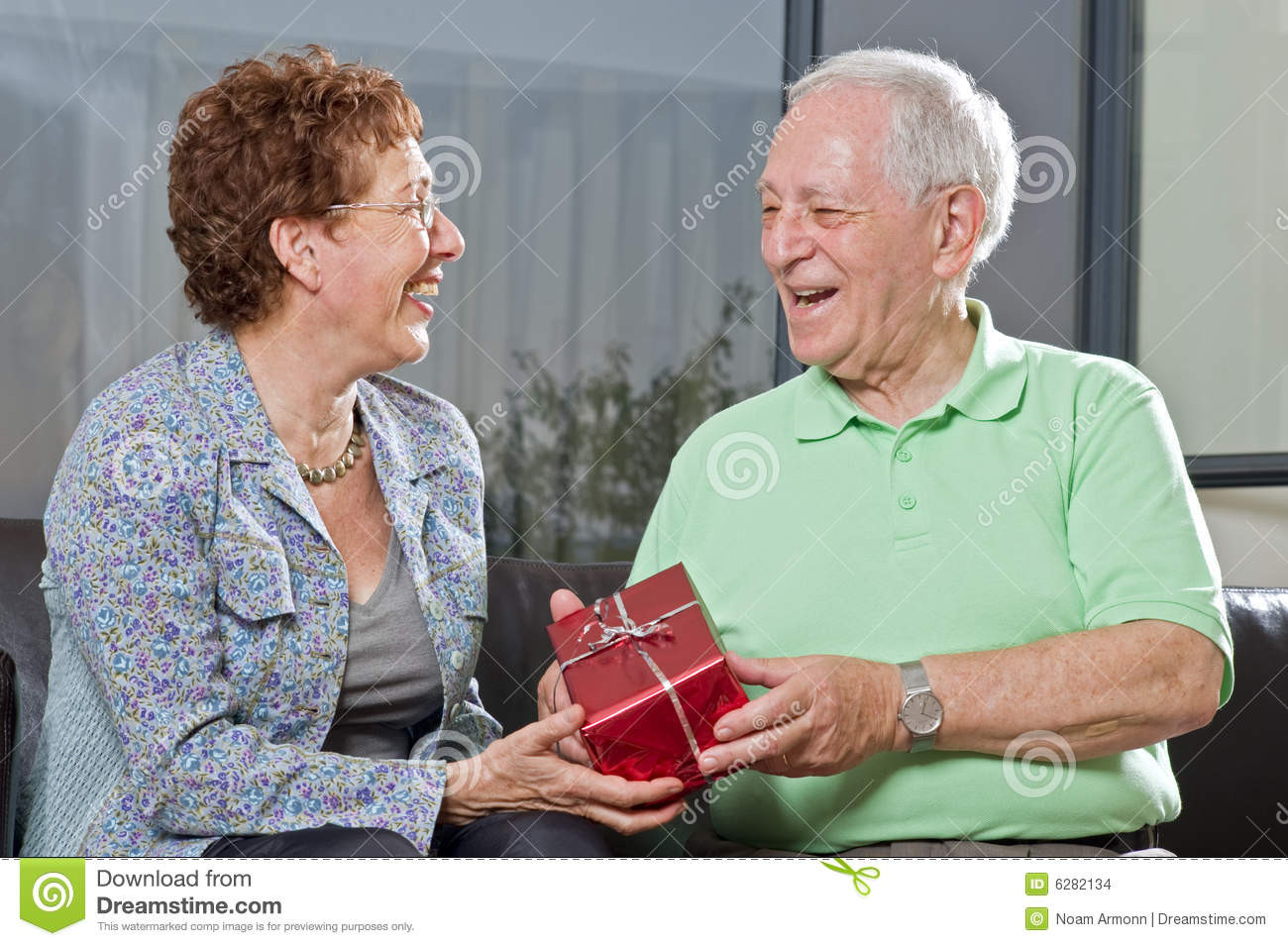 Gift Ideas For Elderly Couple
 Senior Couple Giving Gift Stock Image