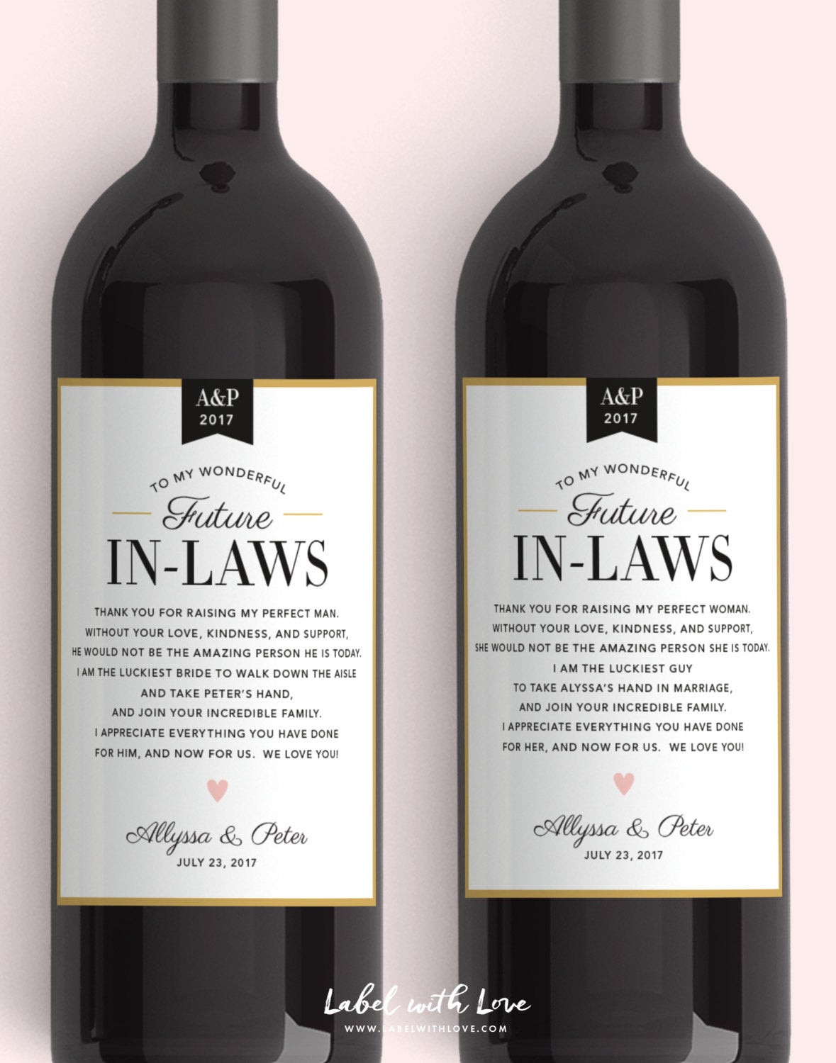 Gift Ideas For Future Mother In Law
 In Law Wine Labels Wedding Thank You Gift Parents of the