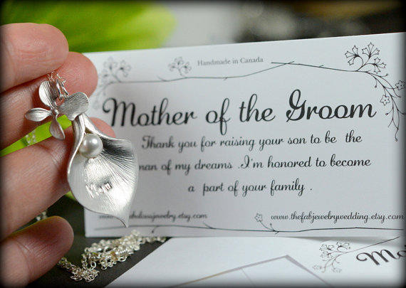 Gift Ideas For Mother In Law On Wedding Day
 Calla lily with Pearl charm birthstone from