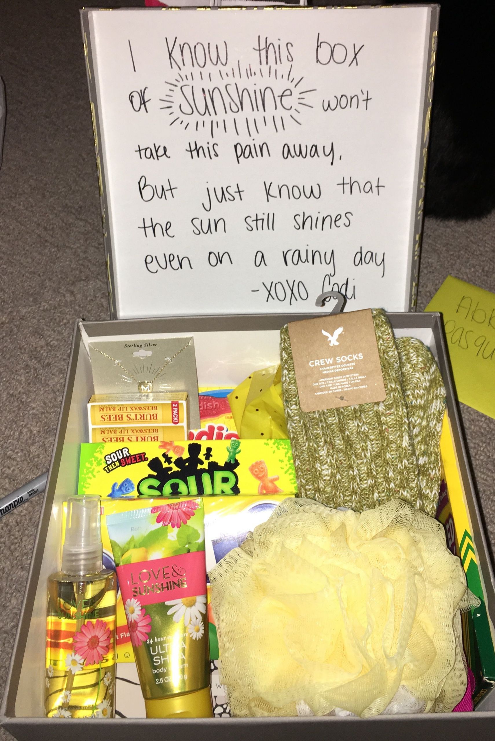 Gift Ideas To Get Your Girlfriend
 care package for grieving friend Good idea